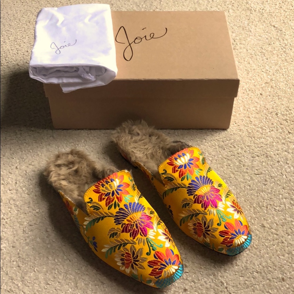Joie fur multicolor mules.